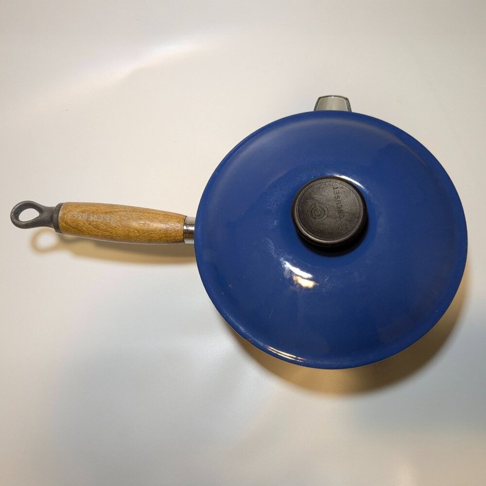 VTG Le Creuset Signature Enameled Cast Iron Saucepan Pot, Marseille Blue #18 - Picture 3 of 7